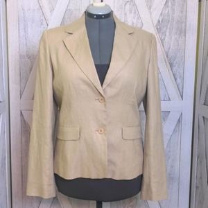 Rafaela Tan Linen Lined Blazer Size 12